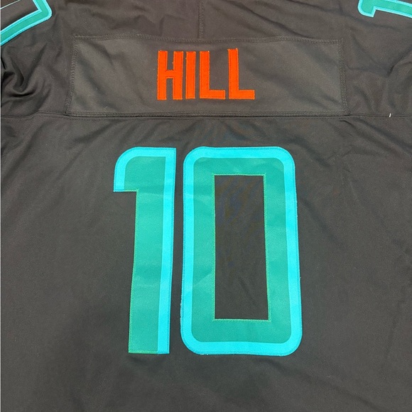 Nike Black Miami Tyreek Hill # 10 NFL Jersey Collar with 'Go Fins!' - Picture 4 of 4